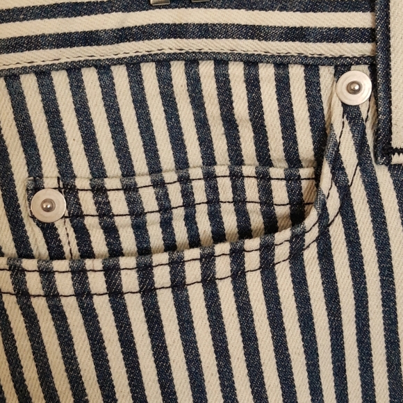 Theory Indigo and White Striped Denim 5 Pocket Jeans Shorts, Size 28 - Picture 3 of 11